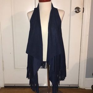 NWT Faux Suede Fringe Vest Size Small